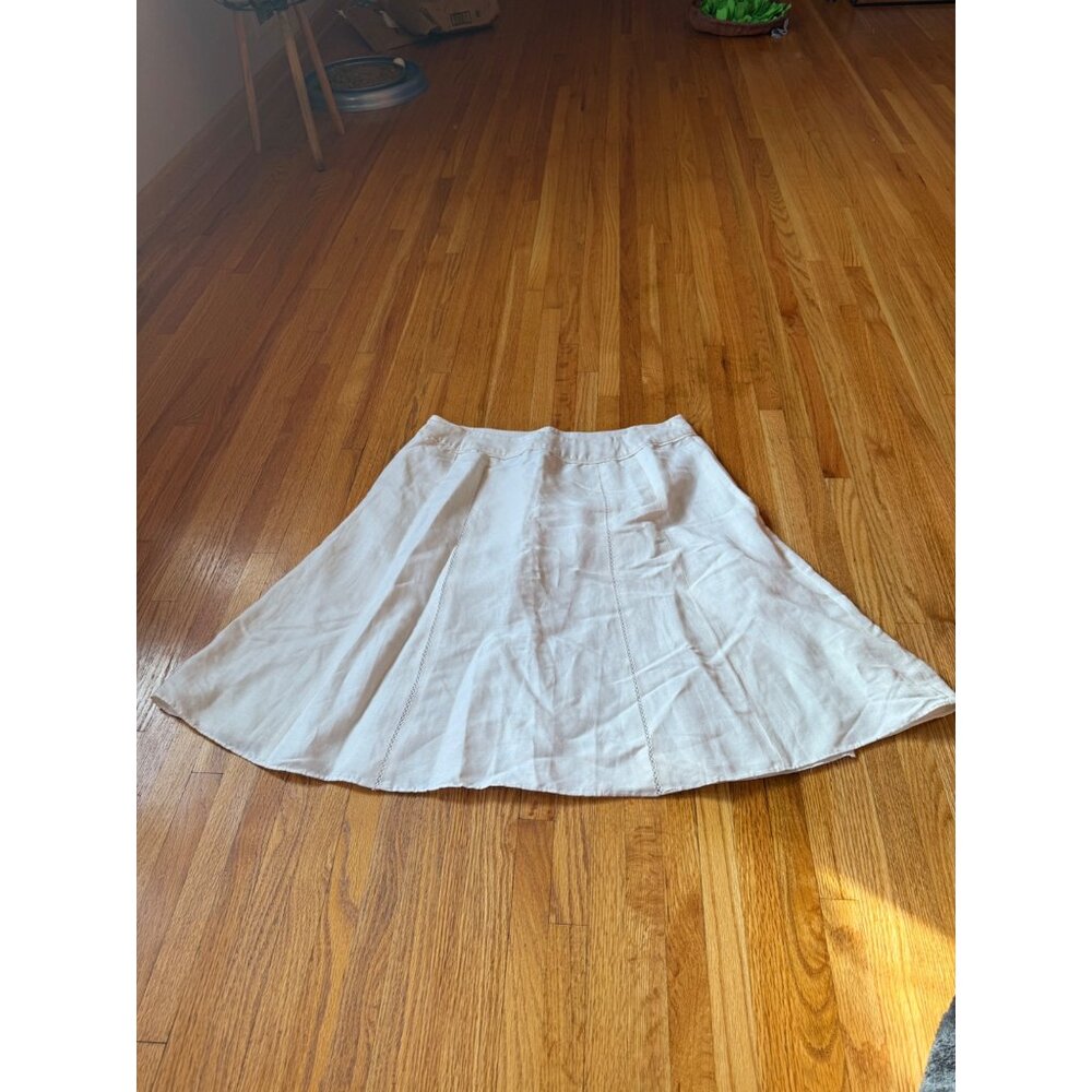 Jones Wear White A-Line Skirt Linen Blend Classic Preppy Elegant Vacation 14 - Picture 5 of 12